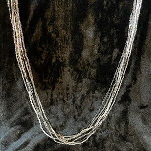 Multi-Strand Beaded Necklace white and silver by Premier Designs Jewelry